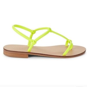 Jack Rogers Neon Yellow Bella Thong Leather Sandals NWT Women's Size 6
